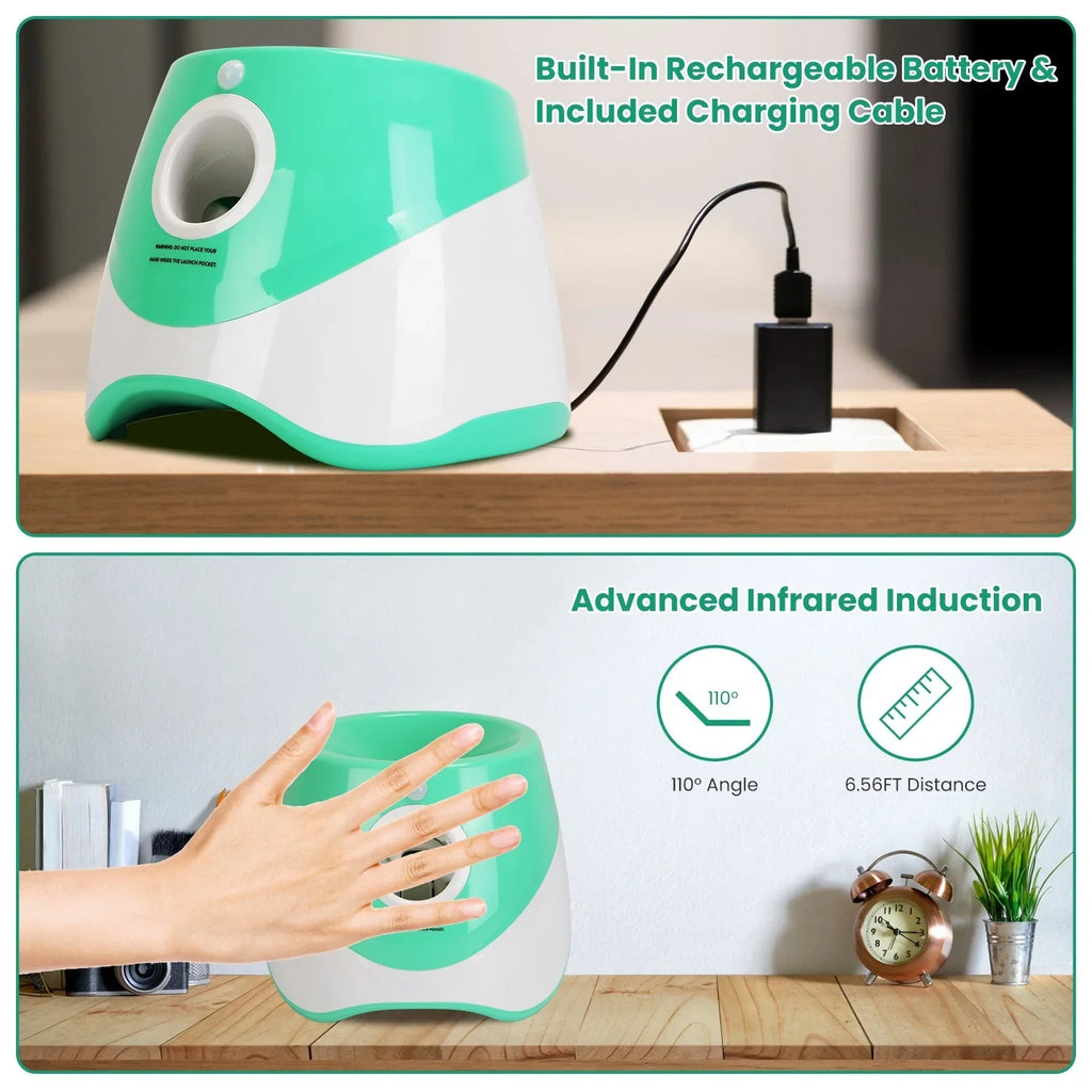 Automatic Dog Ball Launcher + 6 Tennis Balls – Adjustable Thrower for Small & Medium Dogs