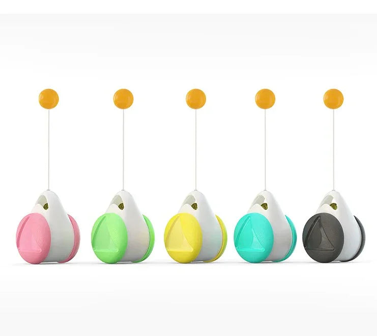 Five color options for balance car cat toy - pink, green, yellow, turquoise, and gray