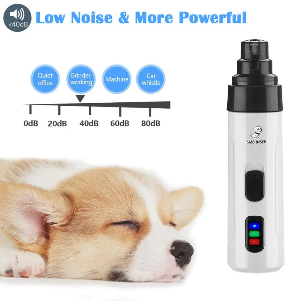 Cordless pet nail trimmer electric grinder with 7 hour battery and USB charging